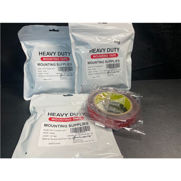 3 Packs/Rolls of Heavy-Duty Double-Sided 3M Mounting Tape - 16FT Per Roll - Brand New!