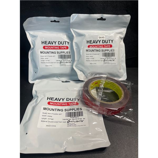 3 Packs/Rolls of Heavy-Duty Double-Sided 3M Mounting Tape - 16FT Per Roll - Brand New!