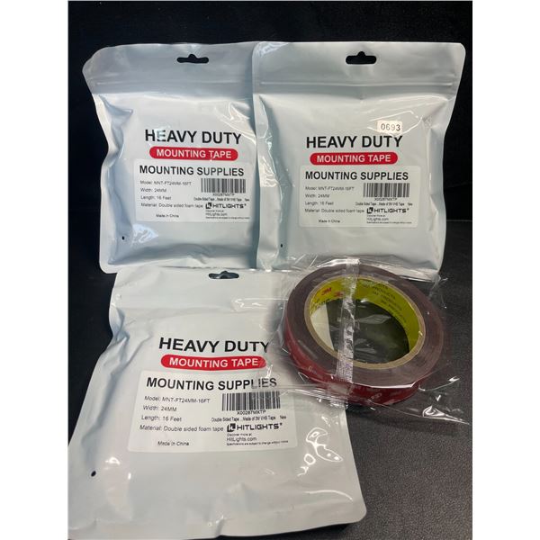 3 Packs/Rolls of Heavy-Duty Double-Sided 3M Mounting Tape - 16FT Per Roll - Brand New!