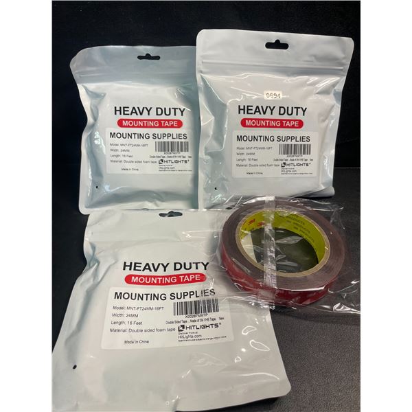 3 Packs/Rolls of Heavy-Duty Double-Sided 3M Mounting Tape - 16FT Per Roll - Brand New!