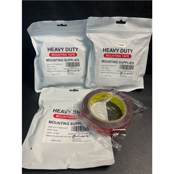 3 Packs/Rolls of Heavy-Duty Double-Sided 3M Mounting Tape - 16FT Per Roll - Brand New!