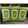 Image 1 : 3 Packs of iPetBa Unscented Hypoallergenic Pet Wipes - 100pcs Per Pack - 8" x 8" Size - New