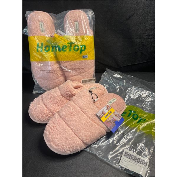 2 Pairs of Pink Fuzzy Slippers for Women - Size 9-10 - New with Tags!