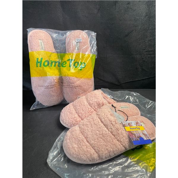 2 Pairs of Pink Fuzzy Slippers for Women - Size 7-8 - New with Tags!