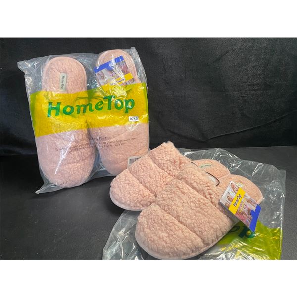 2 Pairs of Pink Fuzzy Slippers for Women - Size 7-8 - New with Tags!