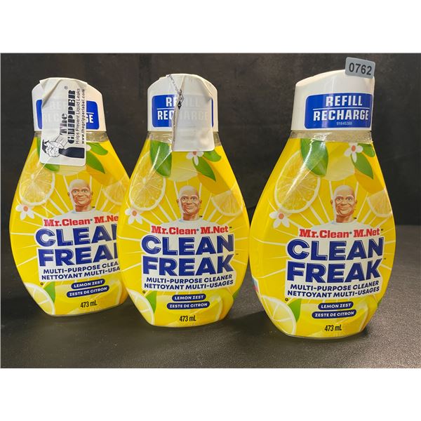 3 Mr.Clean - Clean Freak - Multi-Purpose Deep Cleaner Mist Refills - Lemon Zest - 473ml - New