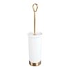 Image 1 : 2 mDesign Compact Plastic Toilet Bowl Brushes with Covered Holder - White/Brass - New