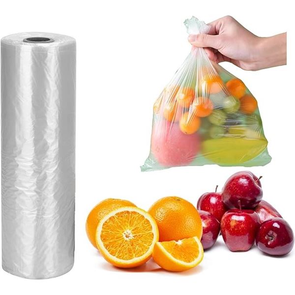 2 Large Rolls of Clear Plastic Food/Produce Storage Bags - 14" x 20" Size - 350 Bags Per Roll - New
