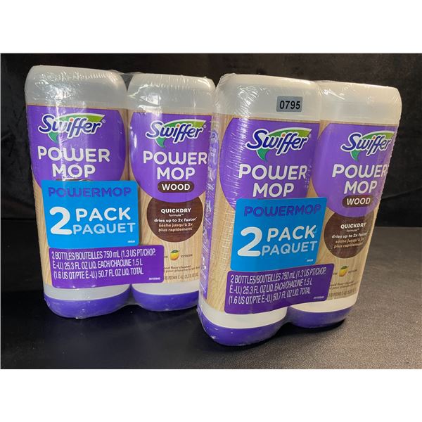 2 Double-Packs of Swiffer Power Mop Wood Floor Cleaners - Lemon - 750ml Each - New Sealed!