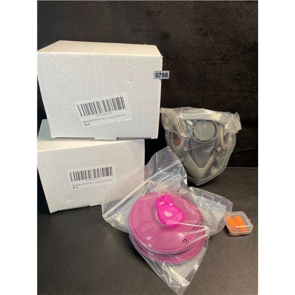 2 Reusable Respirator Dustproof Face Masks with Filters - Great for Sanding, Painting, Spraying, et