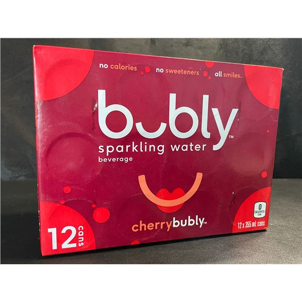 1 Case of Bubly Cherry Sparkling Water - 12 Cans (355ml Each) - Cherry Bubly - BB: MR 05/25