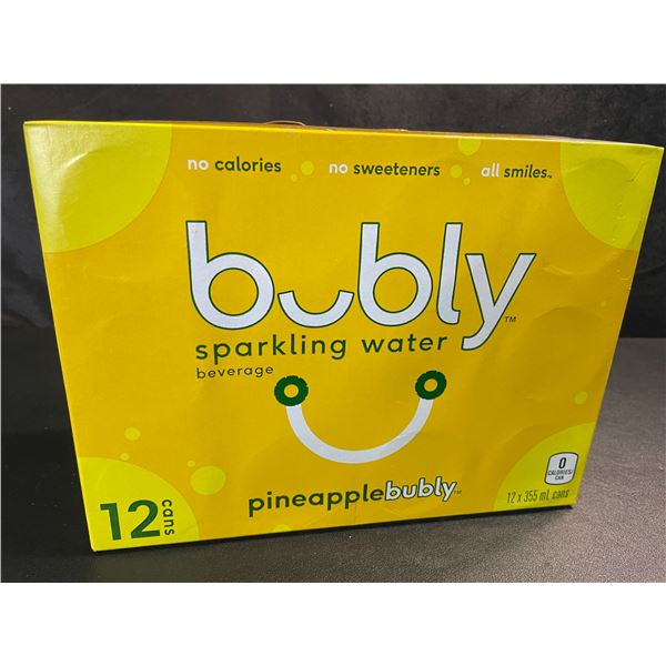 1 Case of Bubly Pineapple Sparkling Water - 12 Cans (355ml Each) - Pineapple Bubly - BB: AL 14/25