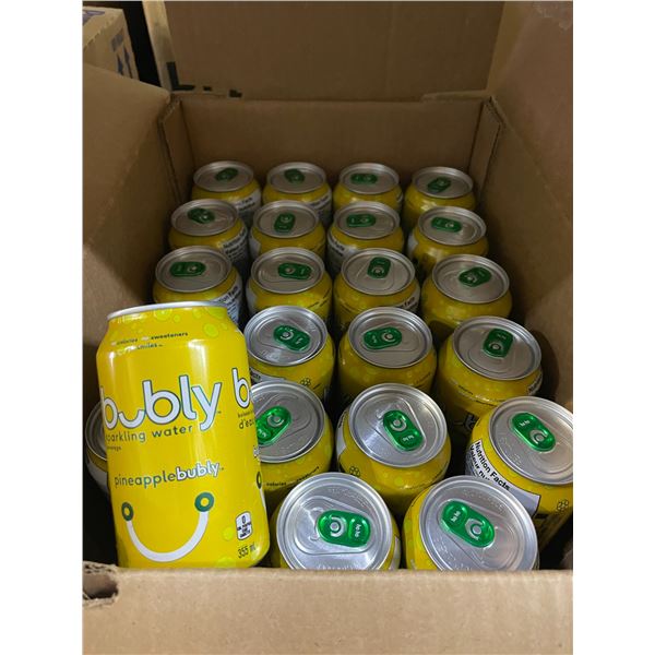 46 Single Cans of Pineapple Bubly Sparkling Water Beverages - 355ml Each