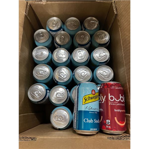 46 Single Cans of Cherry Bubly/Club Soda; (23x Cherry Bubly & 23x Club Soda) - 355ml Each