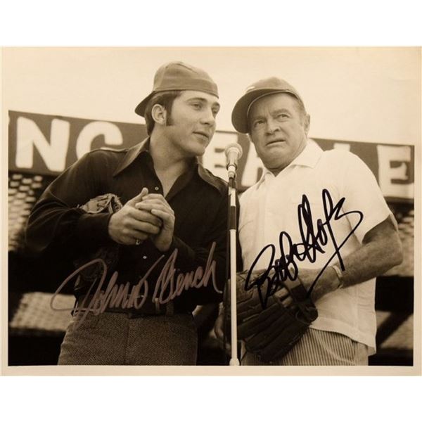 Bob Hope & Johnny Bench signed promo photo