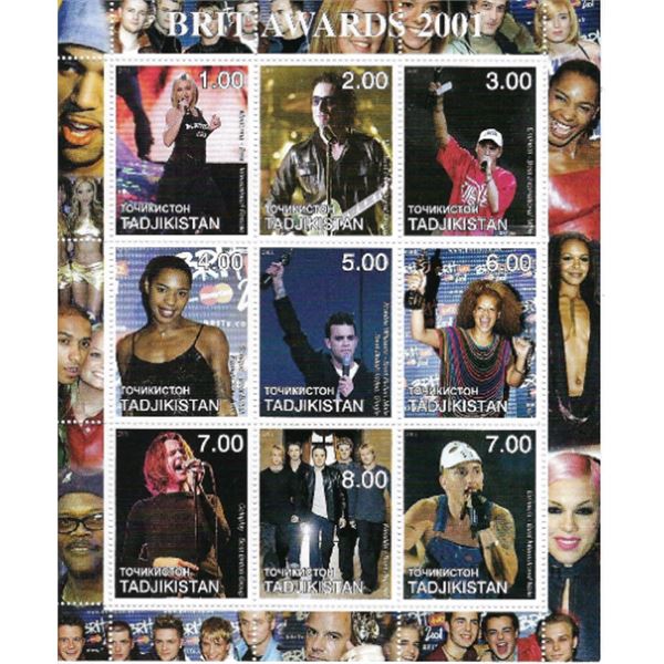 Brit Awards 2001 - Tadjikistan - Cinderella Stamp Set