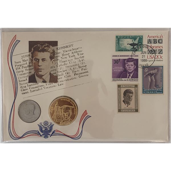 John F. Kennedy commemorative cover with coin