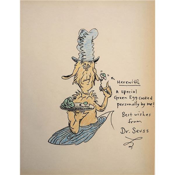 Dr. Seuss drawn and signed sketch