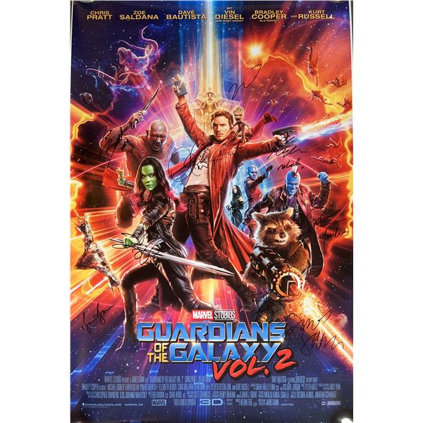 Guardians of the Galaxy Vol. 2 cast signed movie poster. GFA Authenticated