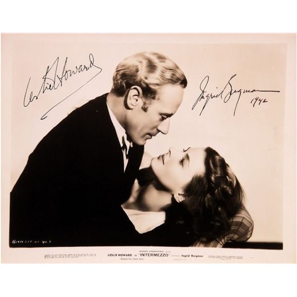 Leslie Howard and Ingrid Bergman signed promo photo
