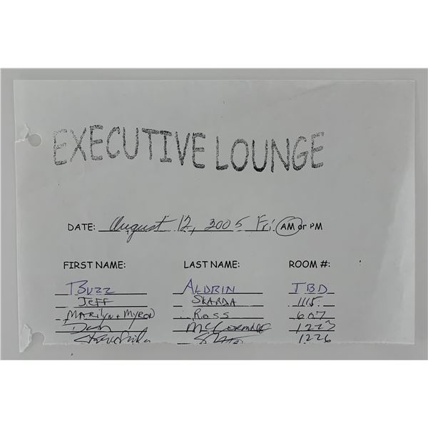 Buzz Aldrin signed registration form