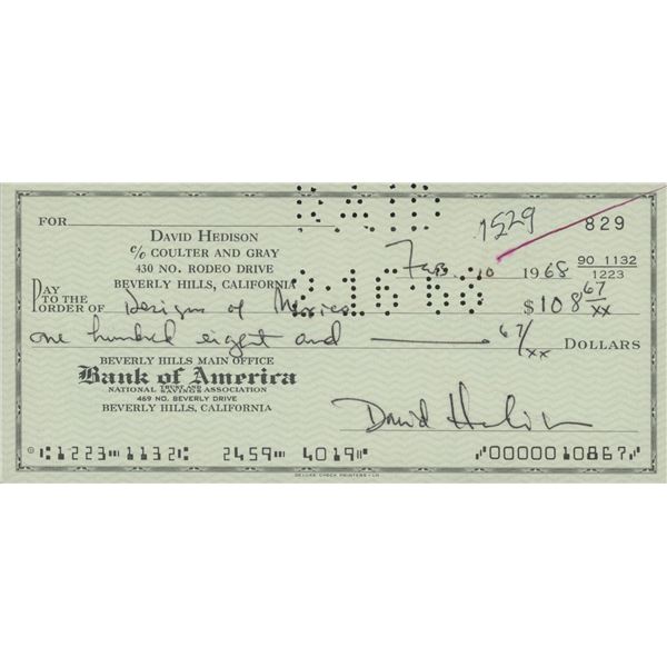 David Hedison signed check