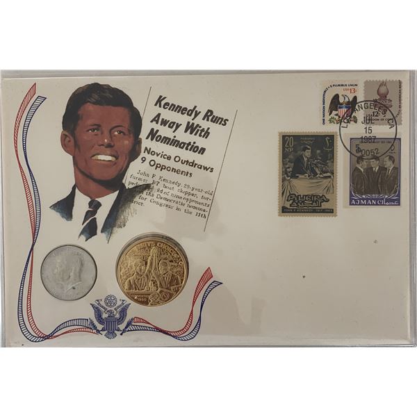 John F. Kennedy commemorative cover with coin