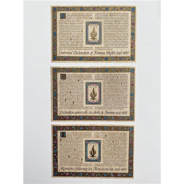 1988 United Nations set of 3 stamps