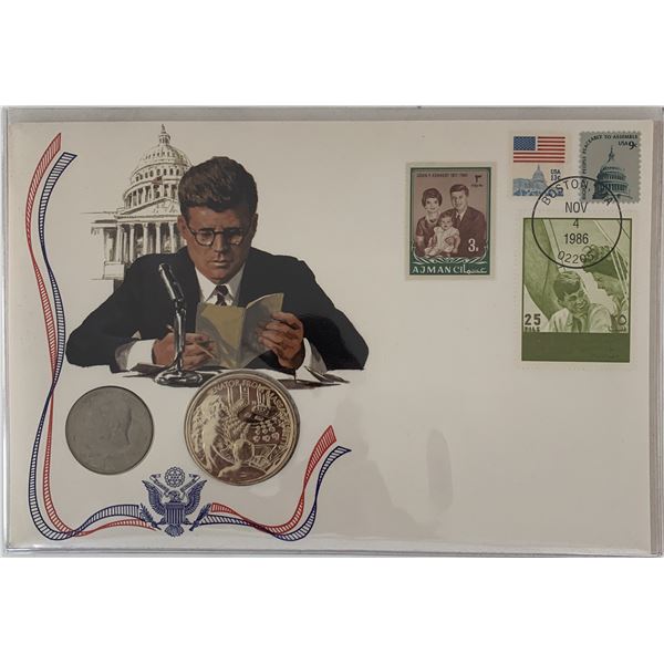 John F. Kennedy commemorative cover with coin