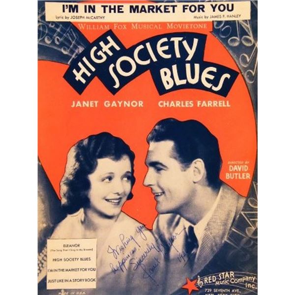 Janet Gaynor signed sheet music