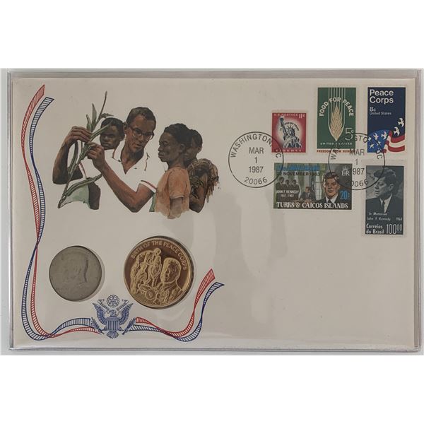 John F. Kennedy commemorative cover with coin