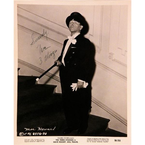 Moe Howard signed portrait photo