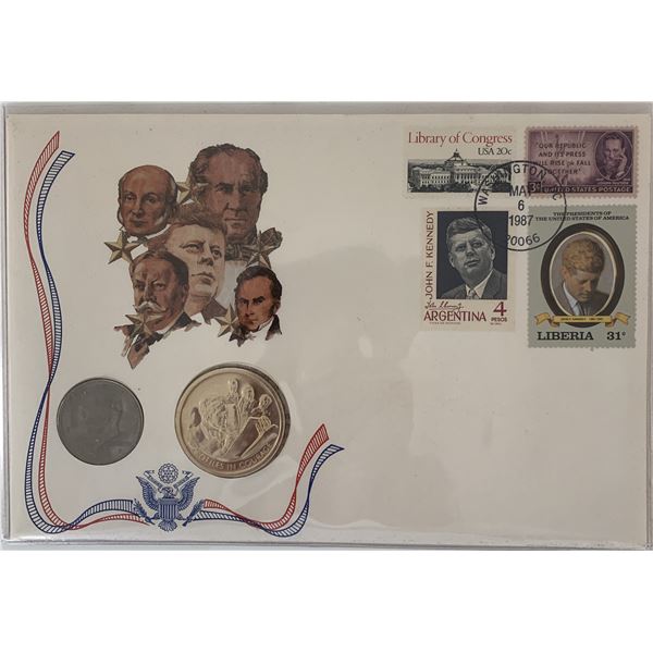 John F. Kennedy commemorative cover with coin