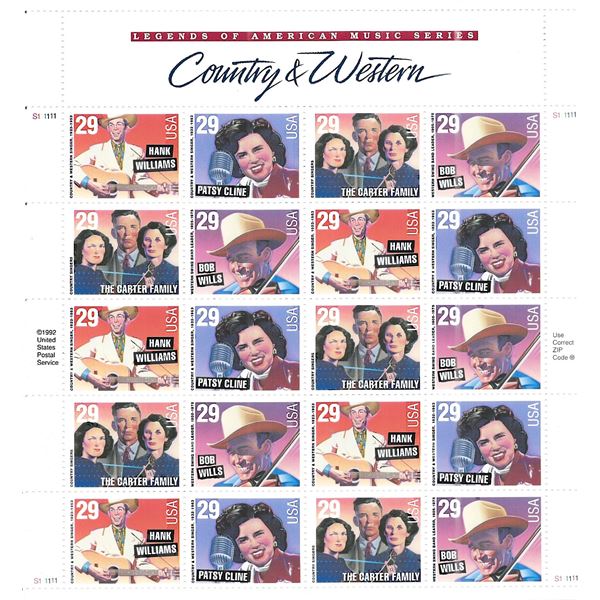 Country & Western Stamp sheet