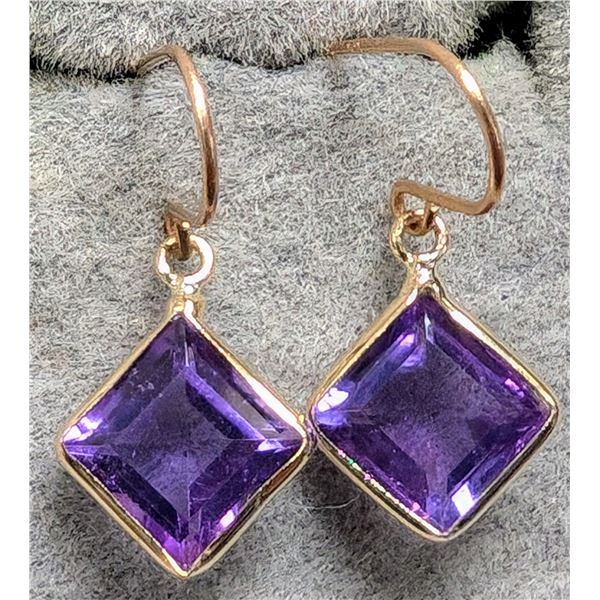 10K YELLOW GOLD AMETHYST 2.1CT 0.78G EARRINGS