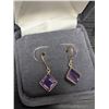 Image 3 : 10K YELLOW GOLD AMETHYST 2.1CT 0.78G EARRINGS