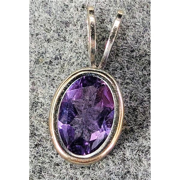 SILVER AMETHYST 6X4MM PENDANT, MADE IN CANADA