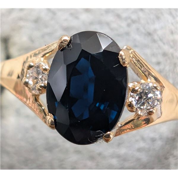 10K YELLOW GOLD 1.3G NATURAL SAPPHIRE 1CT & LAB