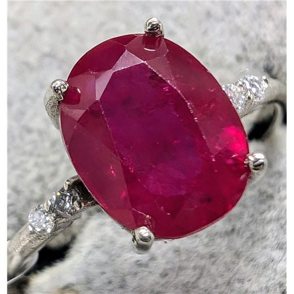 14K WHITE GOLD 2G NATURAL RUBY 1.6CT & LAB DIA