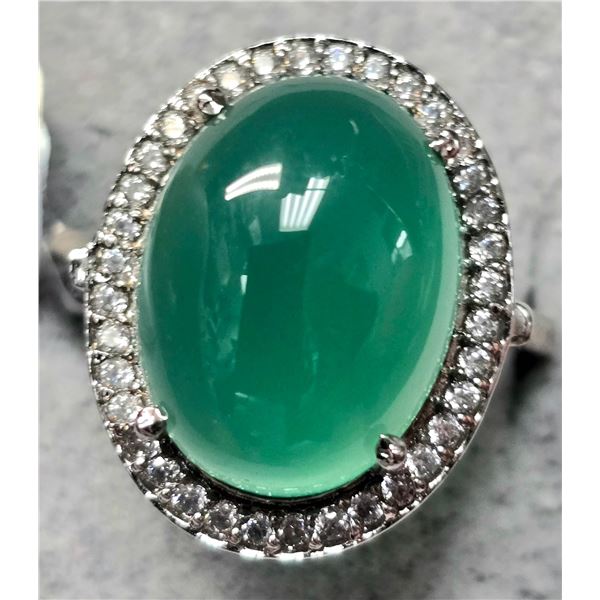 SILVER ONYX CZ 9.3CT 7.2G RING (~SIZE 7)