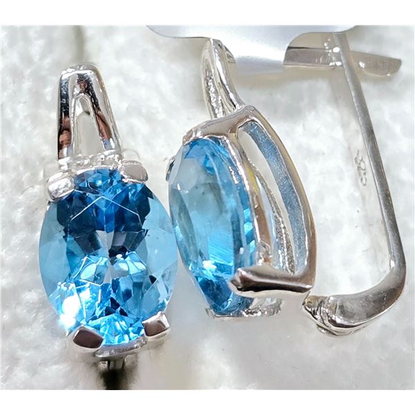 SILVER BLUE TOPAZ 6.7CT 3.35G EARRINGS