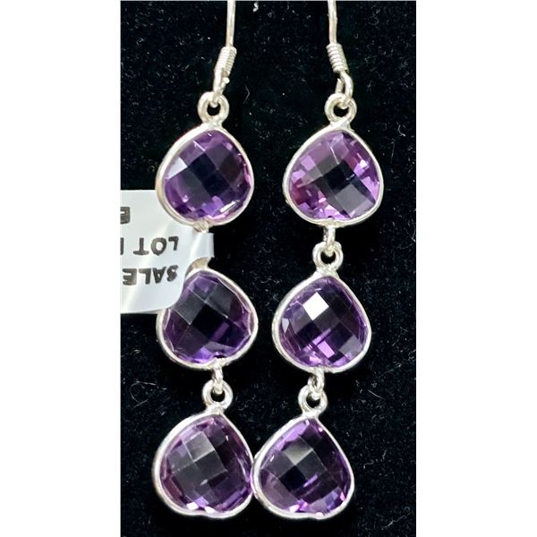 SILVER AMETHYST 12.6CT 5.8G EARRINGS