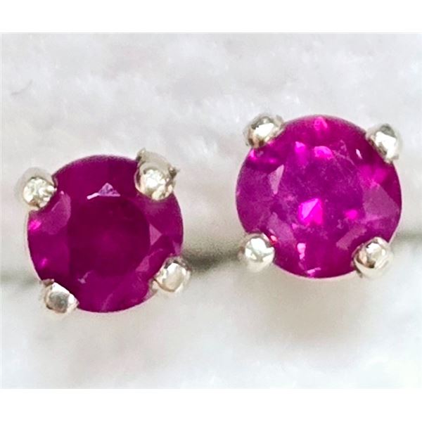 14K RUBY APP 3MM EARRINGS, MADE IN CANADA