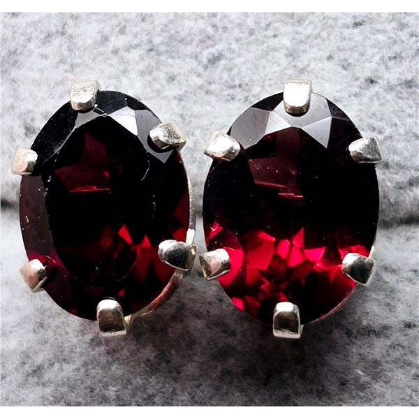 SILVER GARNET 2.92CT EARRINGS, MADE IN CANADA