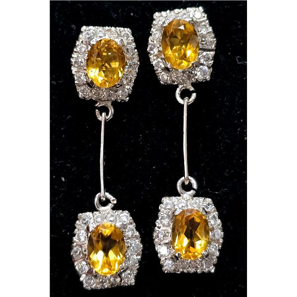 SILVER CITRINE 5.4CT 9.45G EARRINGS