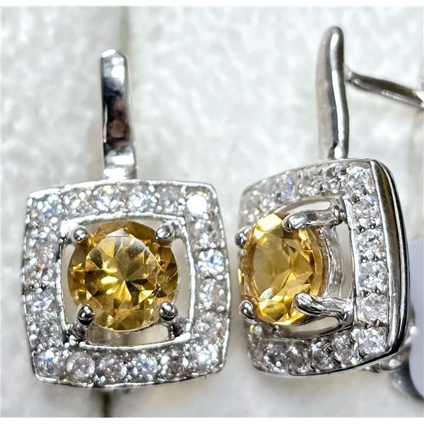 SILVER CITRINE 3.45CT 4.4G EARRINGS
