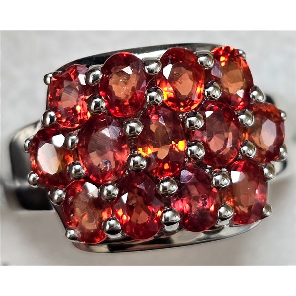 SILVER ORANGE SAPPHIRE 2.25CT 5.45G RING SIZE 7.25