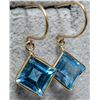 Image 2 : 10K YELLOW GOLD 0.89G BLUE TOPAZ2 2.9CT EARRINGS