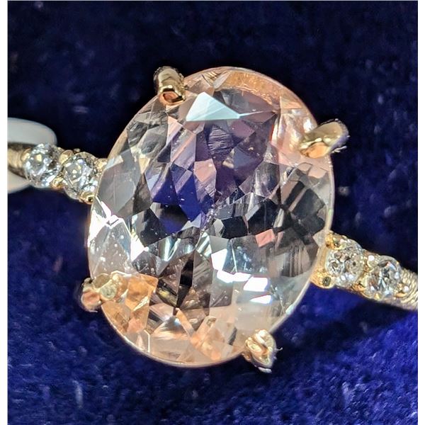 10K YELLOW GOLD 1.45G MORGANITE 3CT & DIAMOND