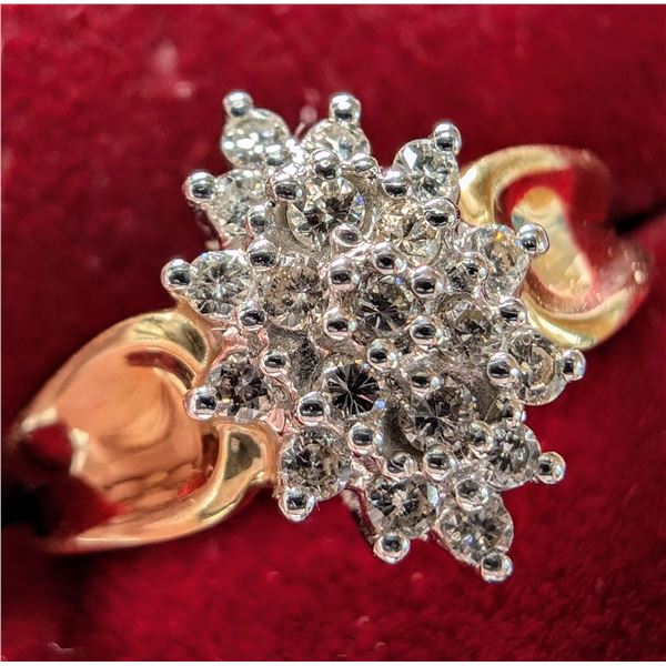 14K YELLOW GOLD 3.4G NATURAL DIAMOND 0.22CT RING